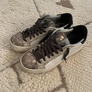 P448 Thea Leopard Embossed Platform Sneaker, Size 7.5-8